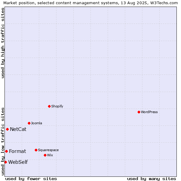Market position of NetCat vs. Format vs. WebSelf