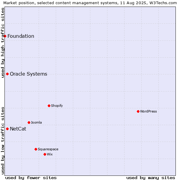 Market position of Oracle Systems vs. NetCat vs. Foundation