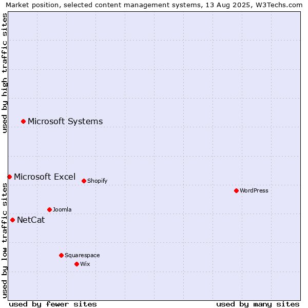 Market position of Microsoft Systems vs. NetCat vs. Microsoft Excel