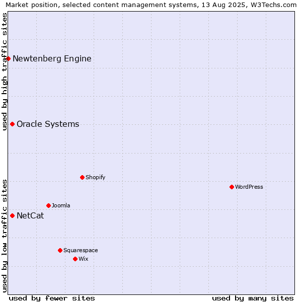 Market position of Oracle Systems vs. NetCat vs. Newtenberg Engine