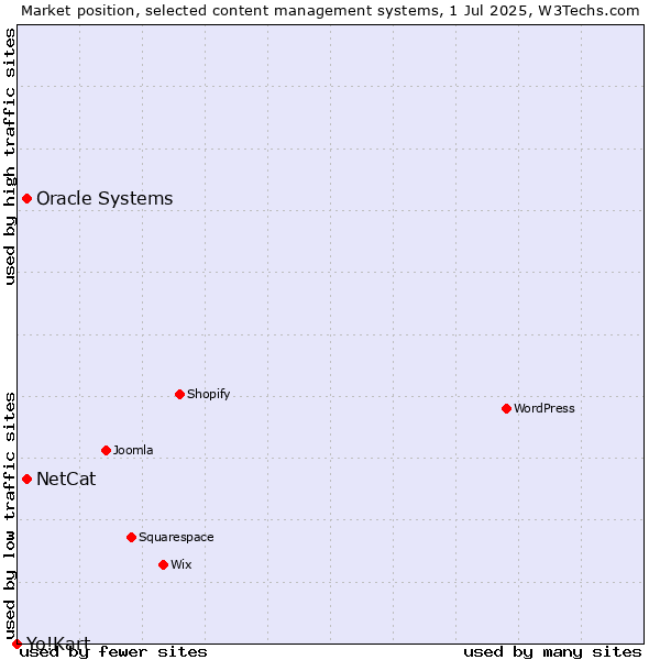 Market position of Oracle Systems vs. NetCat vs. Yo!Kart