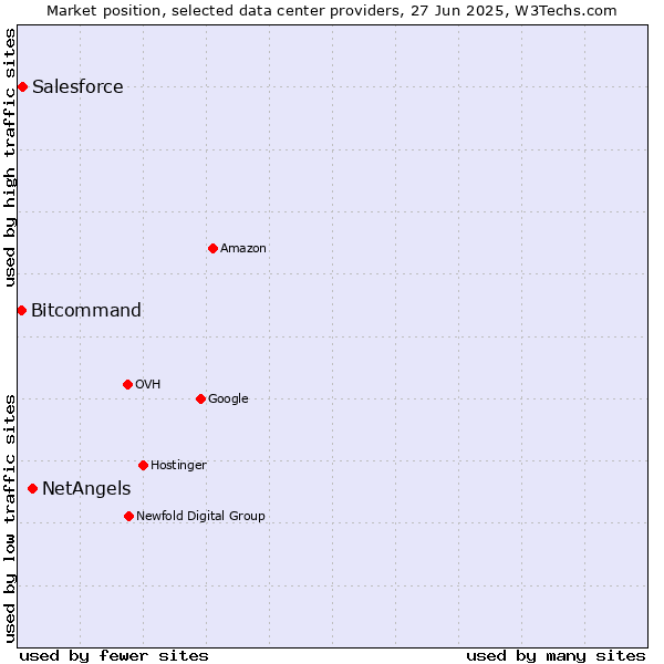 Market position of NetAngels vs. Salesforce vs. Bitcommand