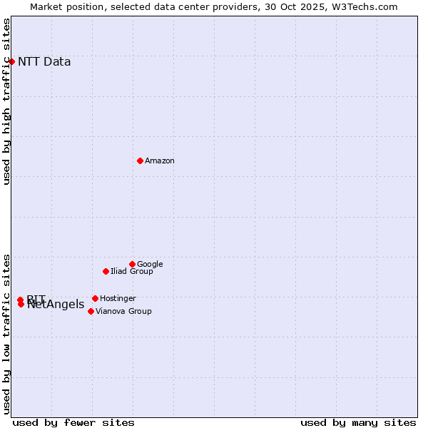 Market position of NetAngels vs. BIT vs. NTT Data