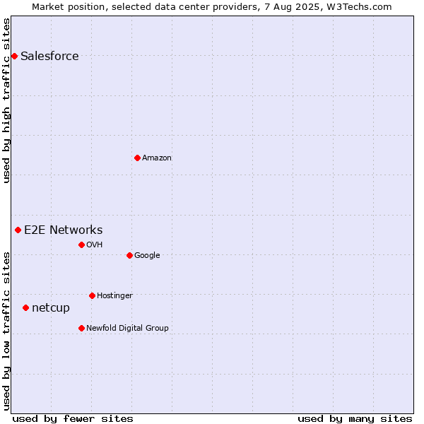 Market position of netcup vs. E2E Networks vs. Salesforce