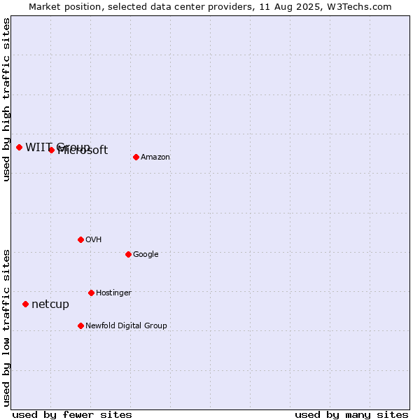 Market position of Microsoft vs. netcup vs. WIIT Group