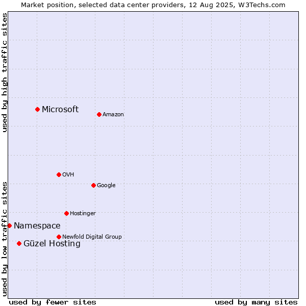 Market position of Microsoft vs. Güzel Hosting vs. Namespace