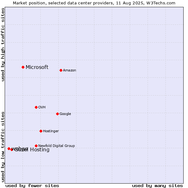 Market position of Microsoft vs. Güzel Hosting vs. webgo