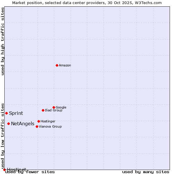 Market position of NetAngels vs. Sprint vs. Hostinet