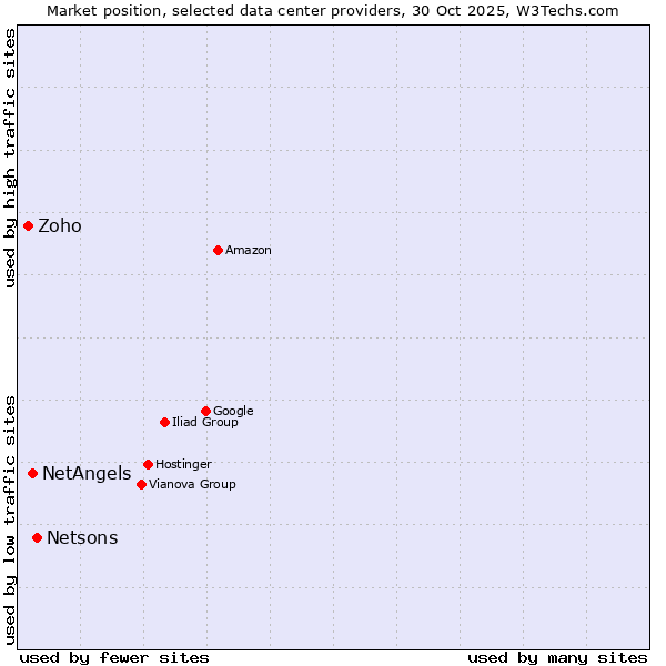 Market position of Netsons vs. NetAngels vs. Zoho