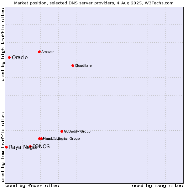 Market position of IONOS vs. Oracle vs. Raya Negar