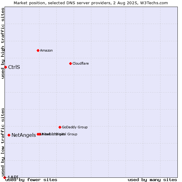 Market position of NetAngels vs. CtrlS vs. 1API