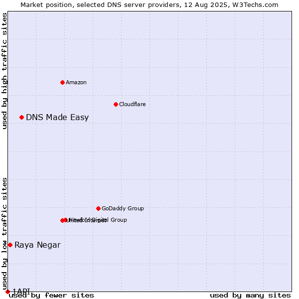 Market position of DNS Made Easy vs. Raya Negar vs. 1API