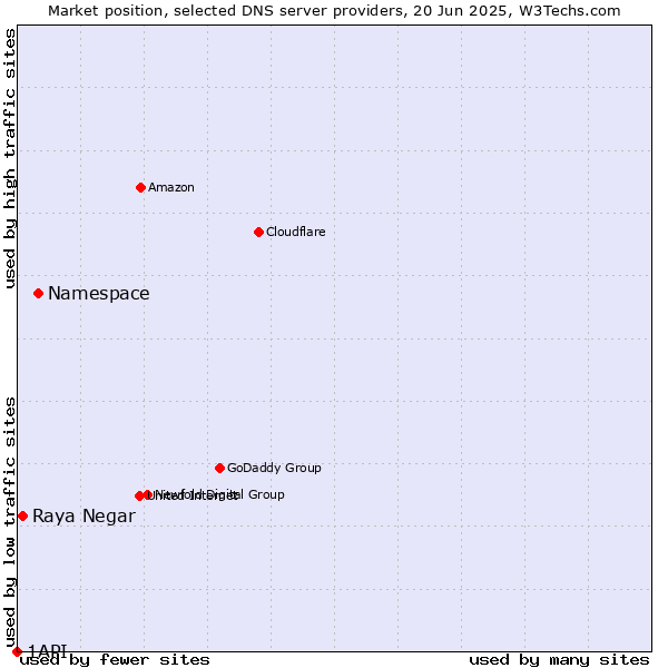 Market position of Namespace vs. Raya Negar vs. 1API