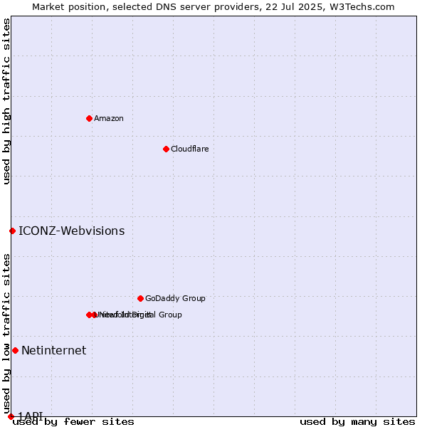 Market position of Netinternet vs. ICONZ-Webvisions vs. 1API
