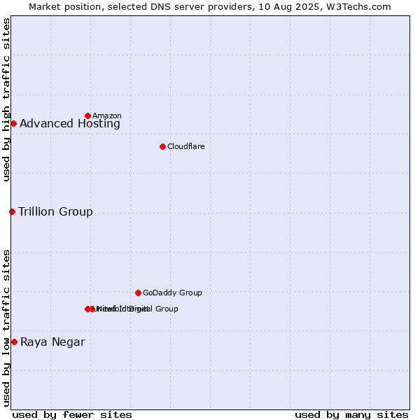 Market position of Raya Negar vs. Advanced Hosting vs. Trillion Group