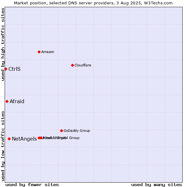Market position of NetAngels vs. Afraid vs. CtrlS