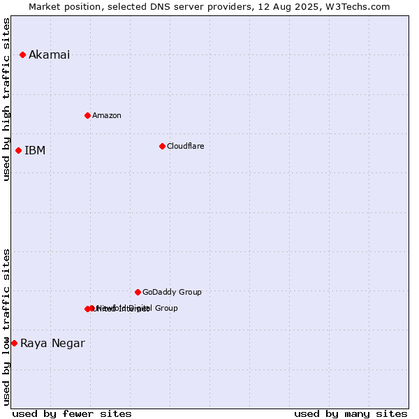 Market position of Akamai vs. IBM vs. Raya Negar