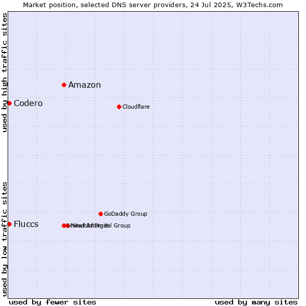 Market position of Amazon vs. Fluccs vs. Codero