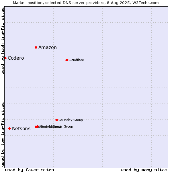 Market position of Amazon vs. Netsons vs. Codero