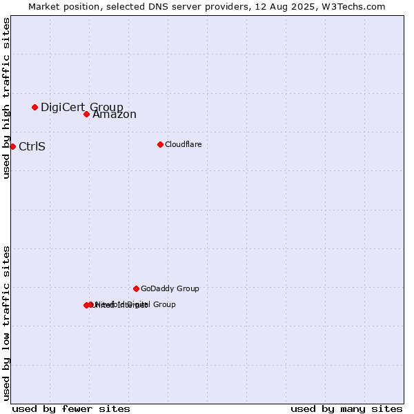 Market position of Amazon vs. DigiCert Group vs. CtrlS
