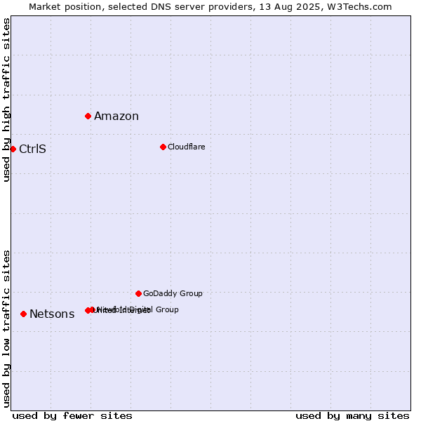 Market position of Amazon vs. Netsons vs. CtrlS