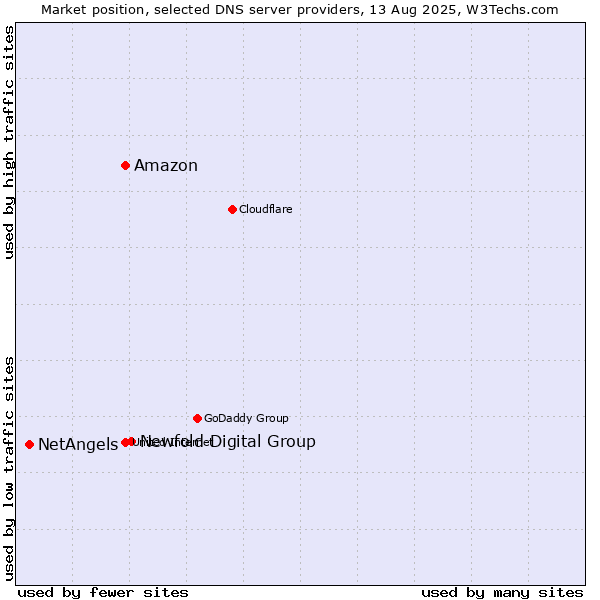 Market position of Newfold Digital Group vs. Amazon vs. NetAngels