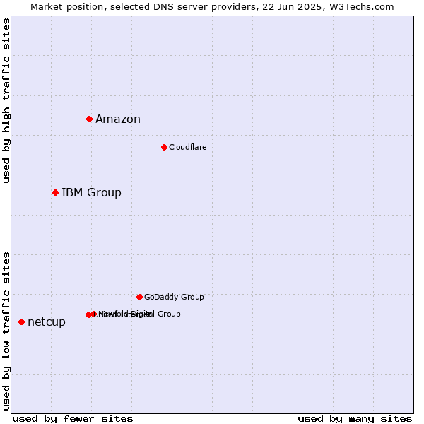 Market position of Amazon vs. IBM Group vs. netcup