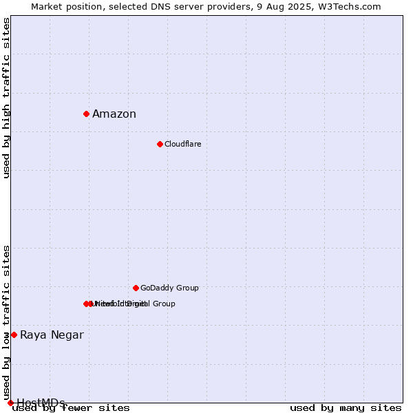 Market position of Amazon vs. Raya Negar vs. HostMDs