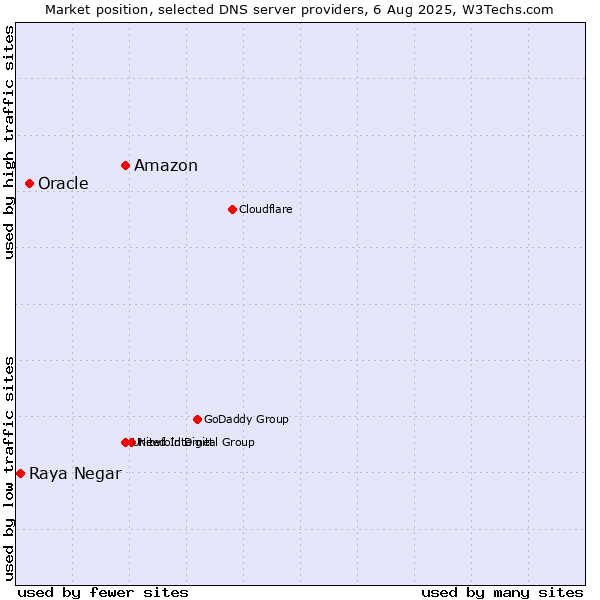 Market position of Amazon vs. Oracle vs. Raya Negar
