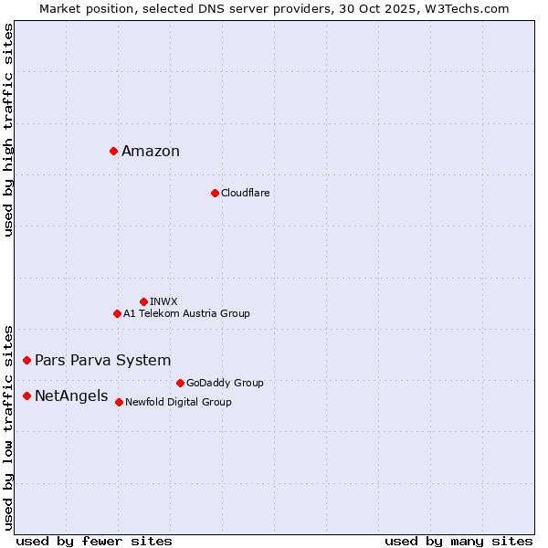 Market position of Amazon vs. NetAngels vs. Pars Parva System