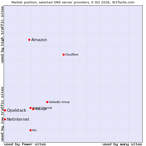 Market position of Amazon vs. Netinternet vs. Opalstack