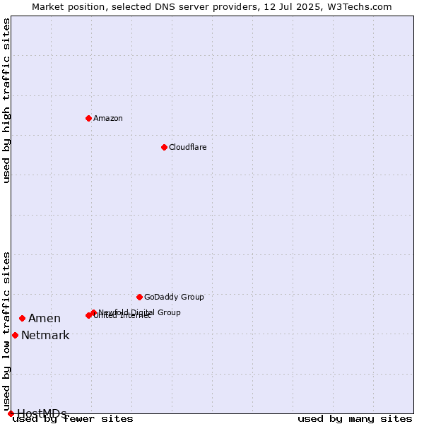 Market position of Amen vs. Netmark vs. HostMDs
