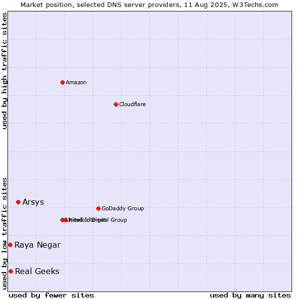 Market position of Arsys vs. Real Geeks vs. Raya Negar
