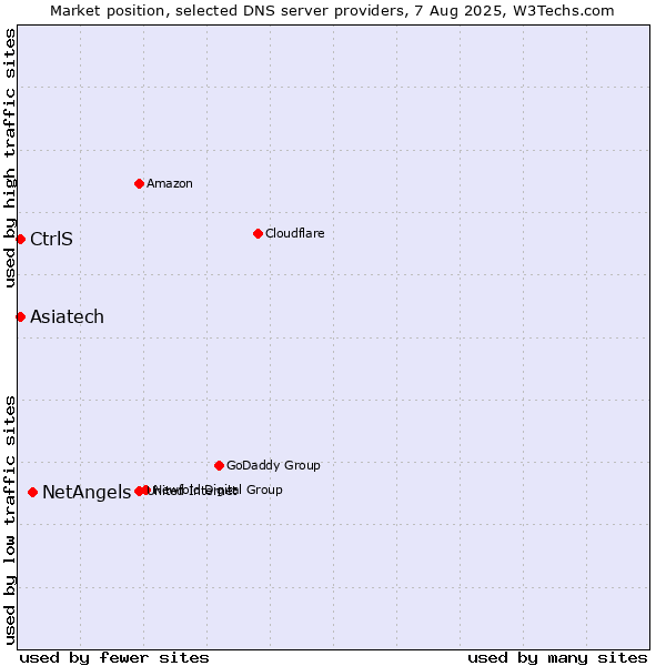 Market position of NetAngels vs. Asiatech vs. CtrlS