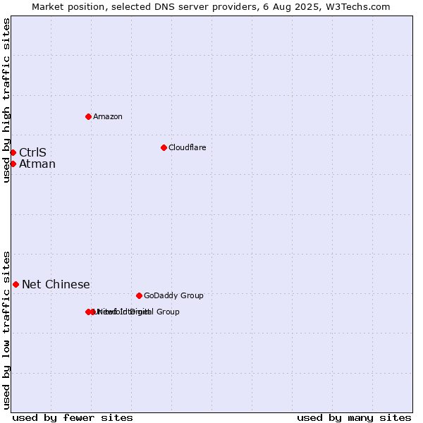 Market position of Net Chinese vs. CtrlS vs. Atman