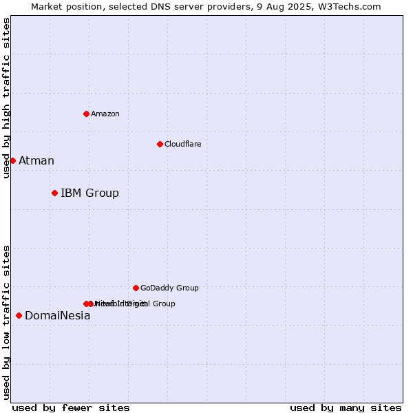 Market position of IBM Group vs. DomaiNesia vs. Atman