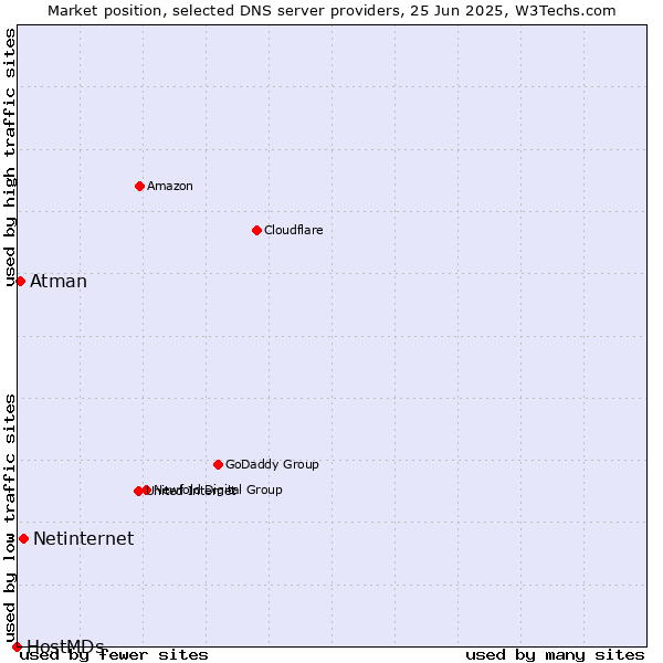 Market position of Netinternet vs. Atman vs. HostMDs