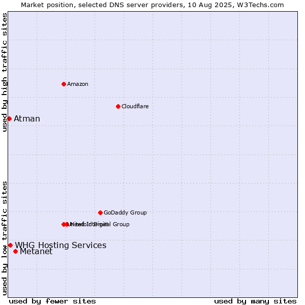 Market position of Metanet vs. WHG Hosting Services vs. Atman