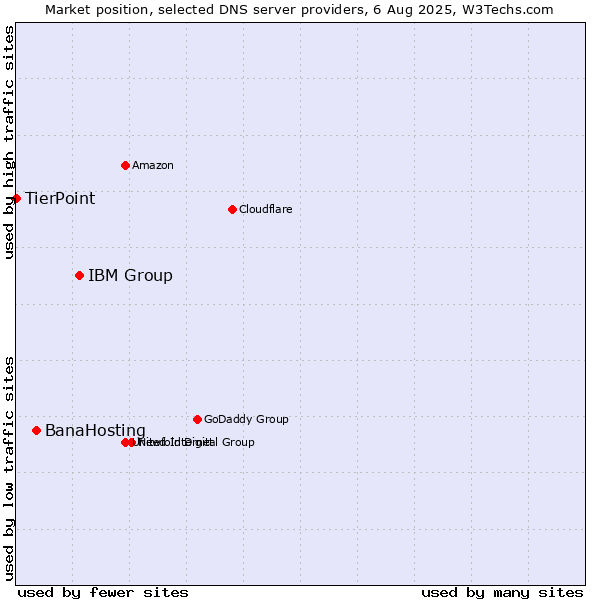 Market position of IBM Group vs. BanaHosting vs. TierPoint