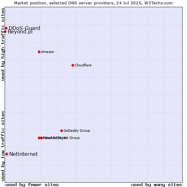 Market position of Netinternet vs. DDoS-Guard vs. Beyond.pl