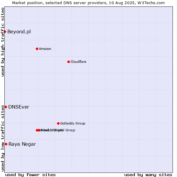 Market position of Raya Negar vs. DNSEver vs. Beyond.pl