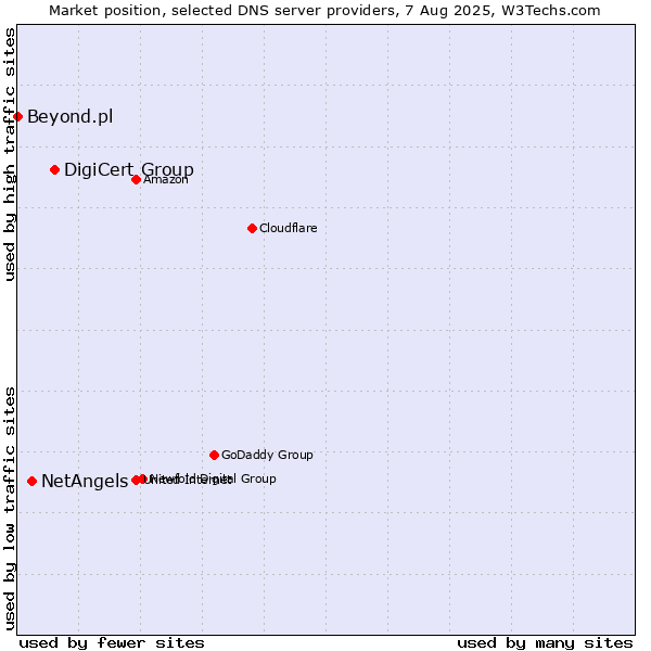 Market position of DigiCert Group vs. NetAngels vs. Beyond.pl