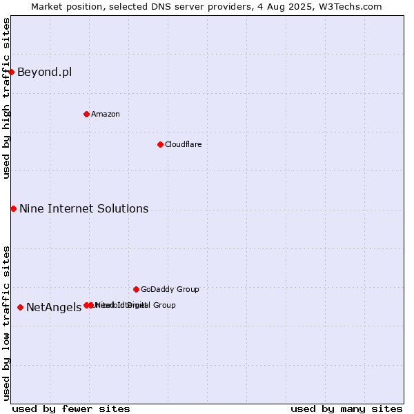 Market position of NetAngels vs. Nine Internet Solutions vs. Beyond.pl