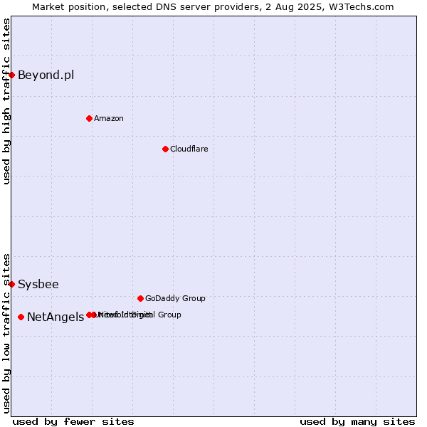 Market position of NetAngels vs. Beyond.pl vs. Sysbee