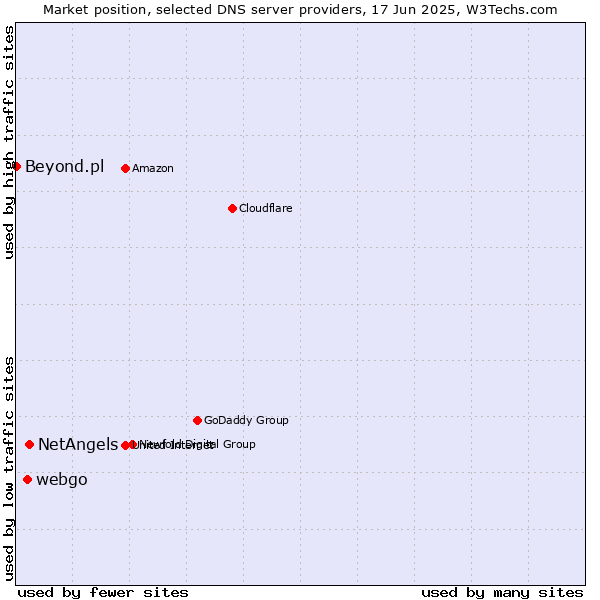 Market position of NetAngels vs. webgo vs. Beyond.pl