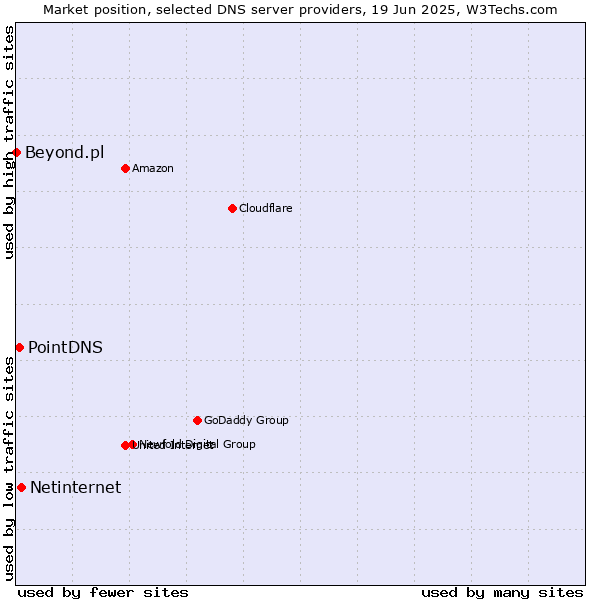 Market position of Netinternet vs. PointDNS vs. Beyond.pl