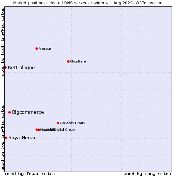 Market position of Bigcommerce vs. Raya Negar vs. NetCologne