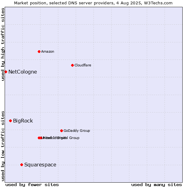 Market position of Squarespace vs. BigRock vs. NetCologne