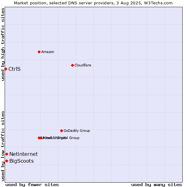 Market position of Netinternet vs. BigScoots vs. CtrlS
