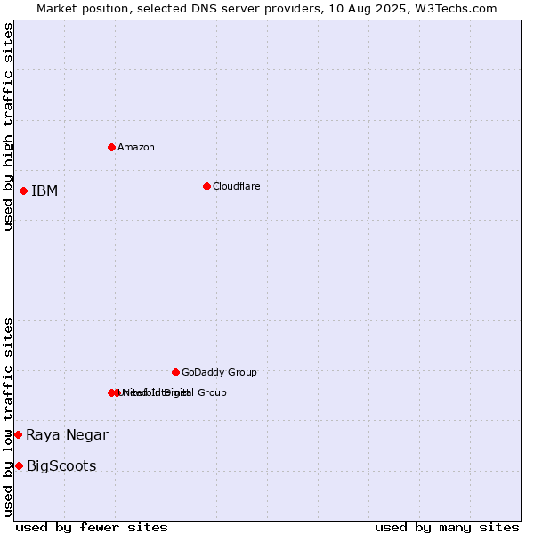 Market position of IBM vs. BigScoots vs. Raya Negar